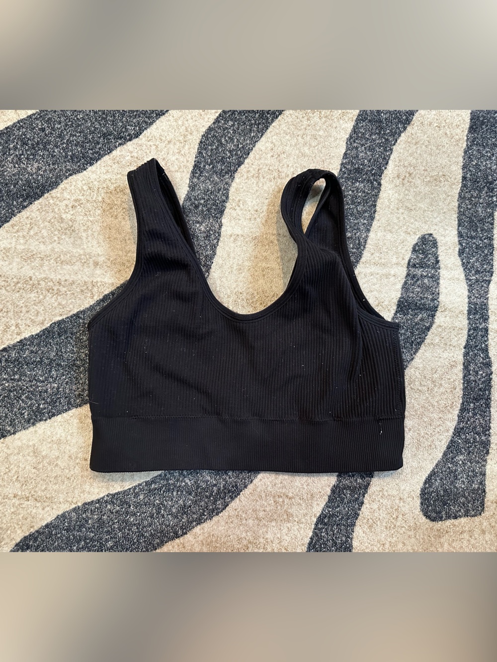 Aerie Black Ribbed Scoop Sports Bra